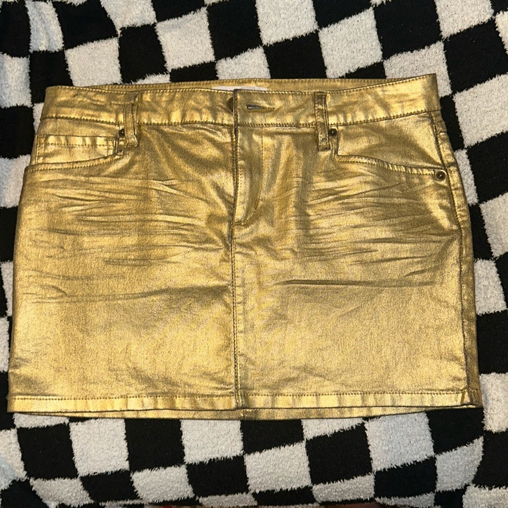 BCBG GOLD DENIMN MINI SKIRT